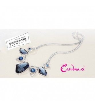 Ogrlica, glamurozna, 18K bela pozlata s kristali Swarovski elements