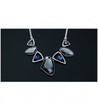 Ogrlica, glamurozna, 18K bela pozlata s kristali Swarovski elements