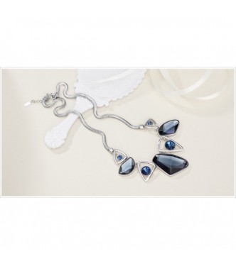 Ogrlica, glamurozna, 18K bela pozlata s kristali Swarovski elements